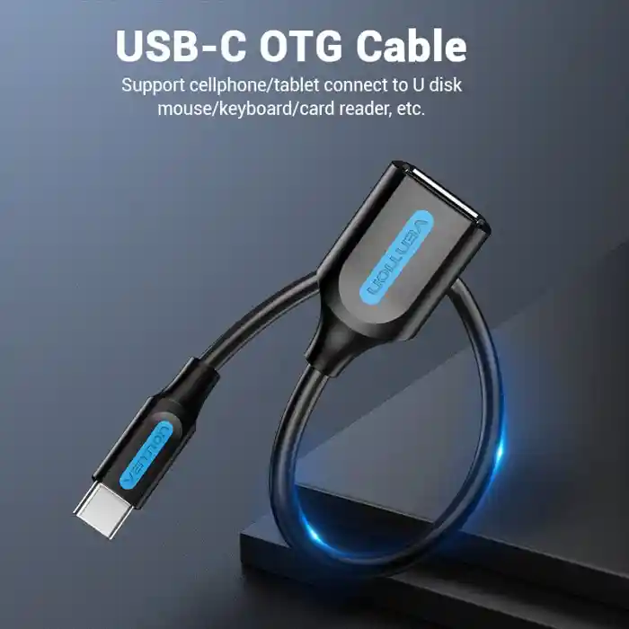 VENTION CCSBB USB 2.0 C Male to A Female OTG Cable 0.15M PVC Type Black